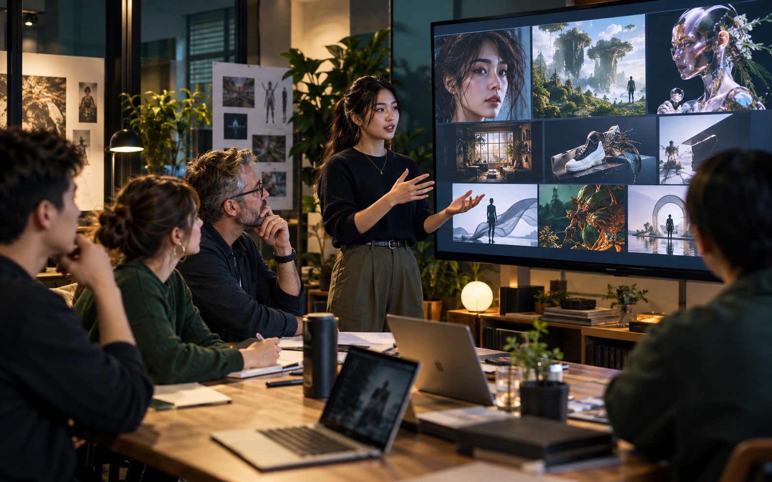 A creative-technology graduate presenting a professional portfolio to an industry review team