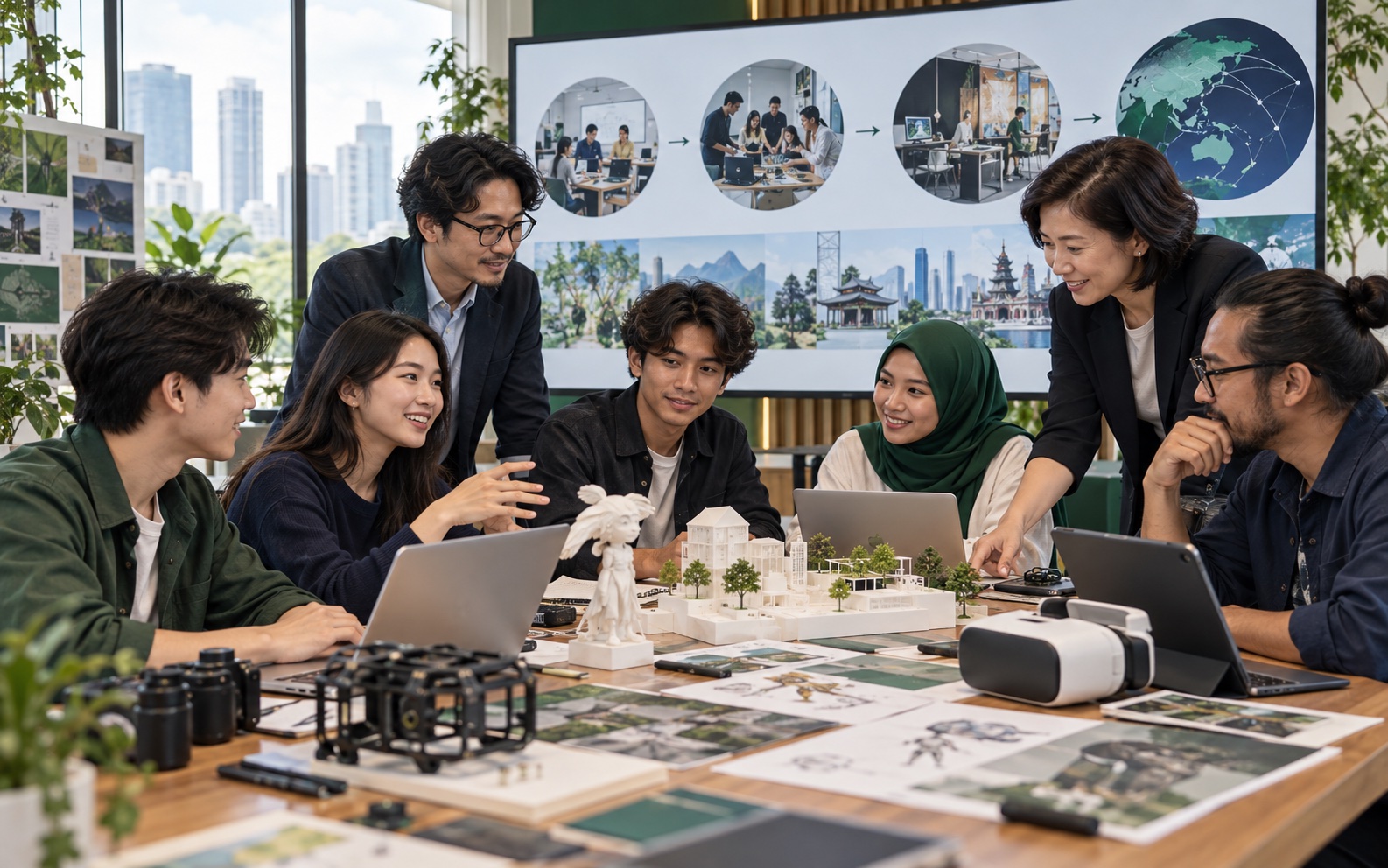 Educators, industry professionals and students collaborating on a regional creative-technology programme